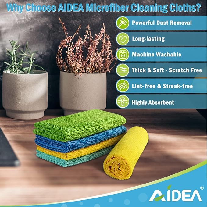 AIDEA Microfiber Cleaning Cloth, All Purpose Microfiber Towels, Absorbent - Image 2
