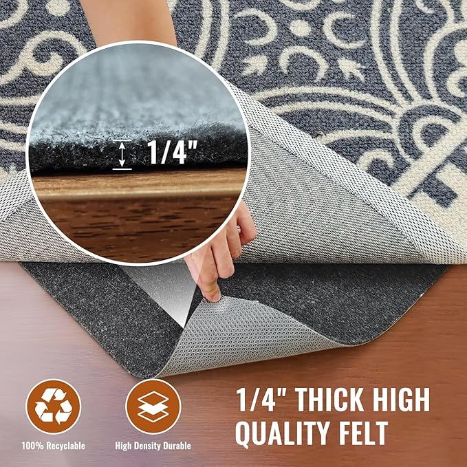 Felt Rug Pad, 9 x 12 Ft Rubber Non-Slip Rug Pad Gripper, Keep Rugs Secure and - Image 4