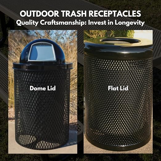 COATEDOUTDOORFURNITURE RFT-P-TXTDBL Heavy Duty Round Trash Receptacle - Image 4