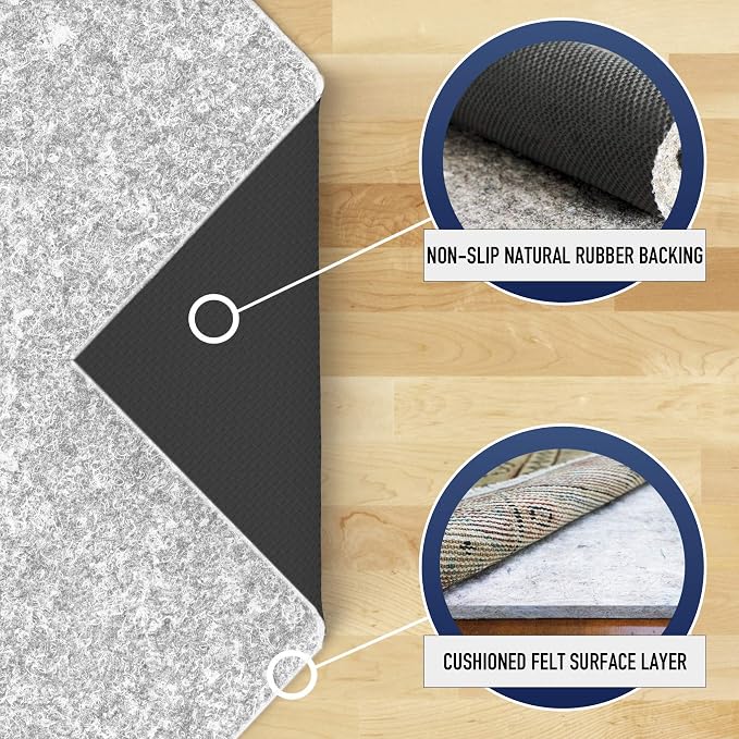 RUGPADUSA - Dual Surface - 3'x5' - 1/4" Thick - Felt + Rubber - Non-Slip - Image 3