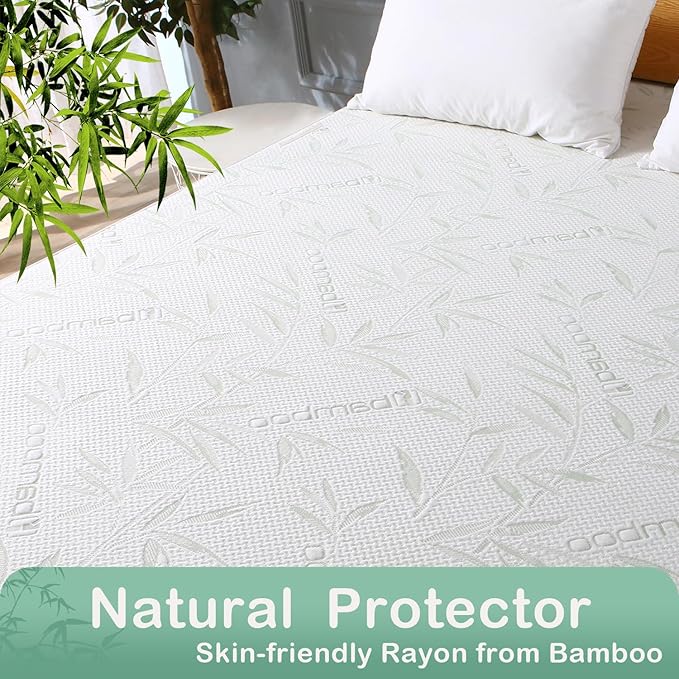 Full Size Mattress Protector Waterproof Mattress Pad Washable Bamboo Rayon - Image 2