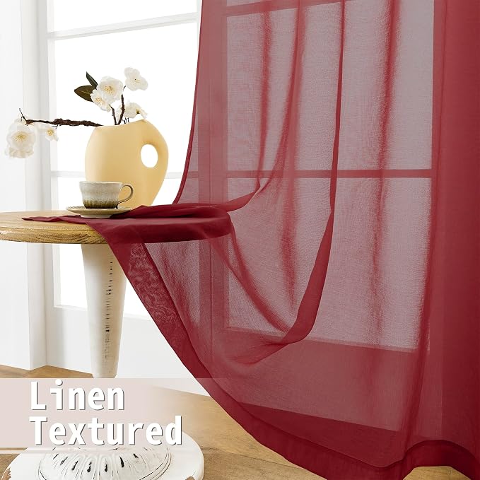 Tollpiz Short Sheer Door Curtain Closet Linen Textured Curtain Sheers Doorway - Image 4