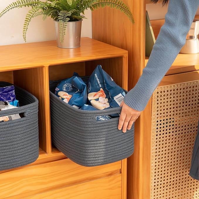 OIAHOMY 4 Pack Storage Baskets for Organizing, Cube Storage Bins for Shelves - Image 4