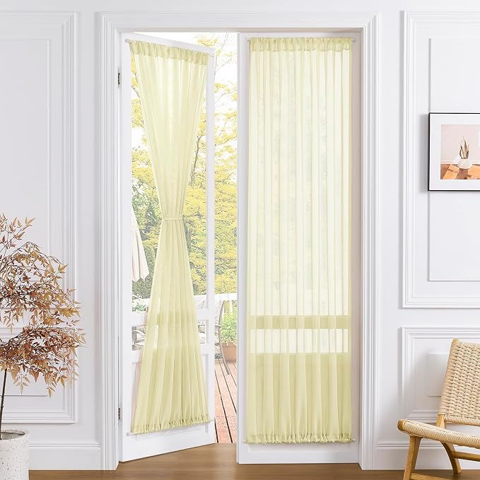 Tollpiz Sheer Door Curtains Closet Linen Textured Curtain Sheers Doorway Light by Tollpiz