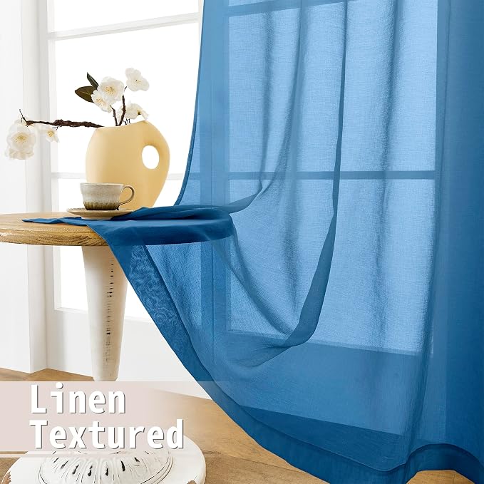Tollpiz Sheer Door Curtain Closet Linen Textured Curtains Sheer Doorway Light - Image 4