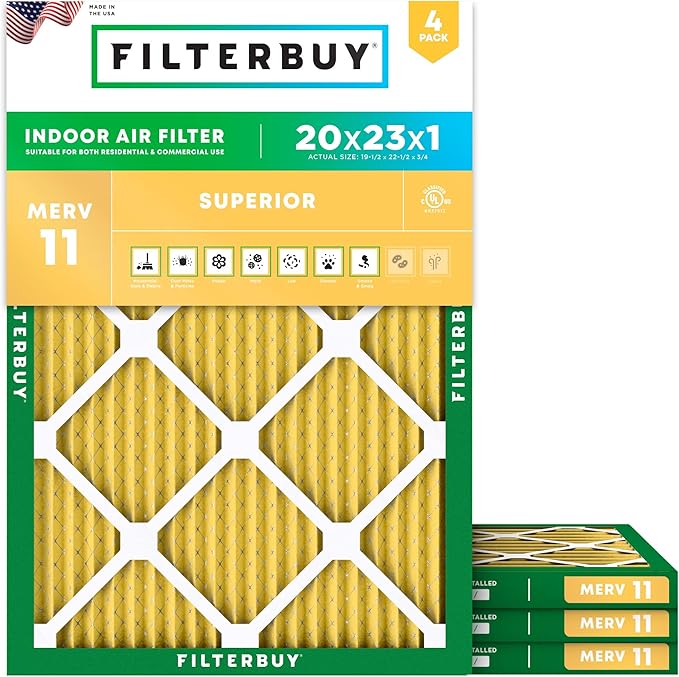 Filterbuy 20x23x1 Air Filter MERV 11 Allergen Defense Replacement, by Filterbuy