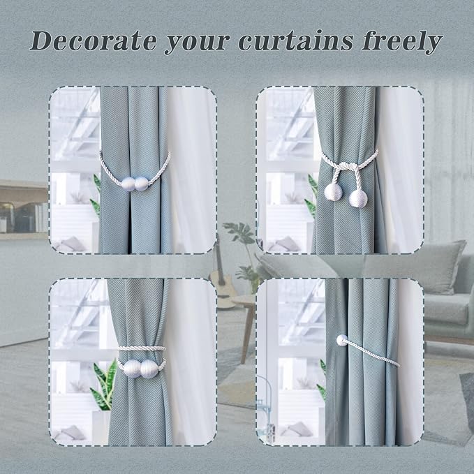 Hion Magnetic Curtain Tiebacks Golden 4 Pack, Curtain Tiebacks Buckles - Image 4