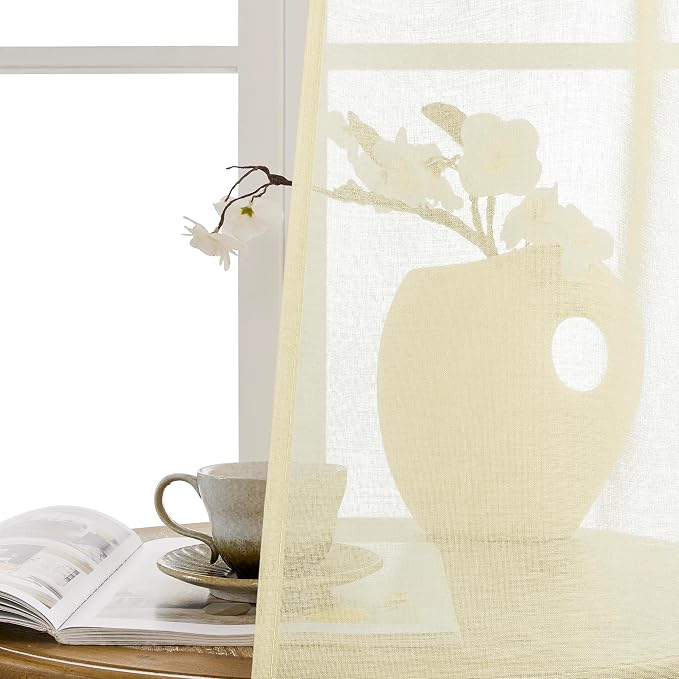 Tollpiz Sheer Door Curtains Closet Linen Textured Curtains Sheer Doorway Light - Image 9