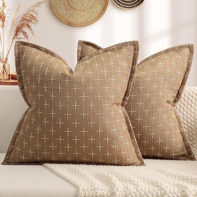ZWJD Throw Pillow Pillow Covers 22x22 Set of 2 Soft Polyester Textured Pillow by ZWJD
