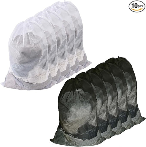 10-Pack Mesh Laundry Bags, 24 × 36 Inch Heavy-Duty Drawstring Mesh Bag Set – by Foivieide