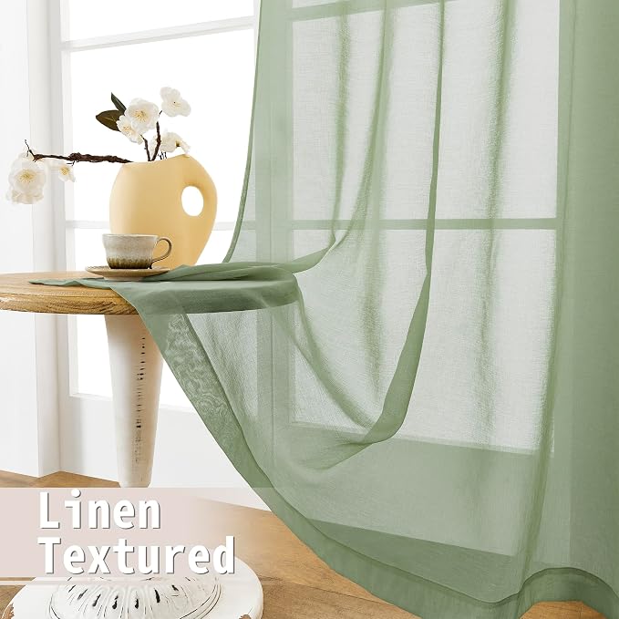 Tollpiz Sheer Door Curtain Closet Linen Textured Curtain Sheers Doorway Light - Image 4