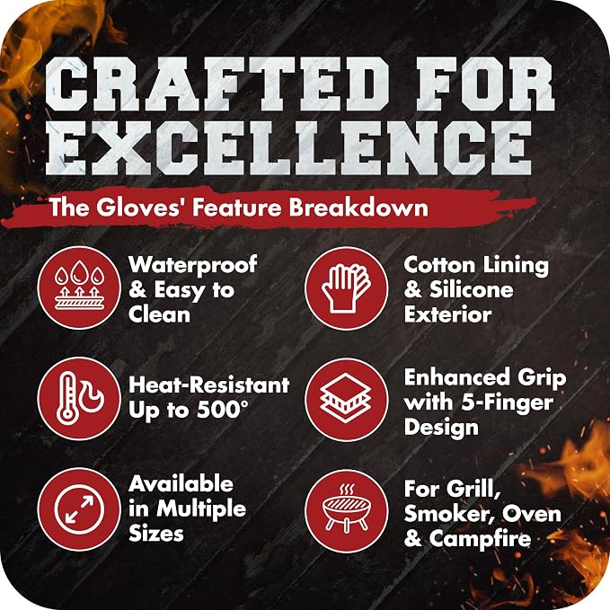 KITCHEN PERFECTION Silicone Smoker Oven Gloves-Extreme Heat Resistant BBQ - Image 9