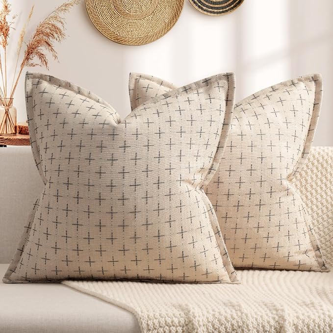 ZWJD Pillow Covers 24x24 Set of 2 Soft Polyester Textured Pillow Covers by ZWJD