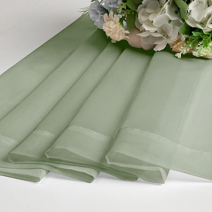 Chyhomenyc Sheer Sage Green Curtains 90 inches Long 2 Panels, Light Filtering - Image 6