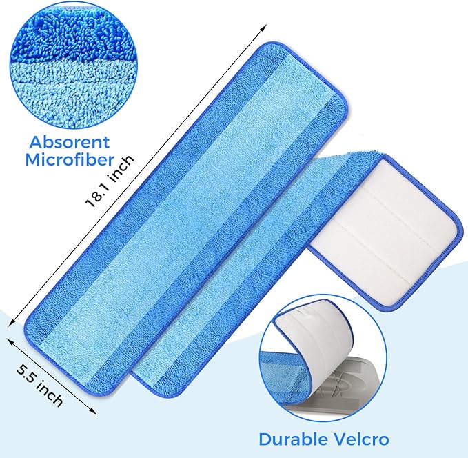 4-Pack Microfiber Cleaning Pads, 18-Inch Microfiber Mop Pads Compatible - Image 2