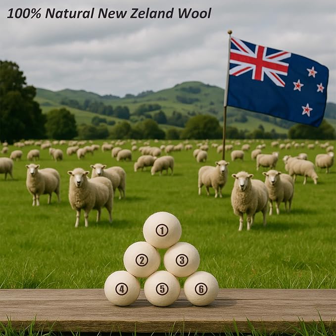 Sheep Wool Dryer Balls 6 Pack L Premium Natural Fabric Softener, Reusable - Image 7