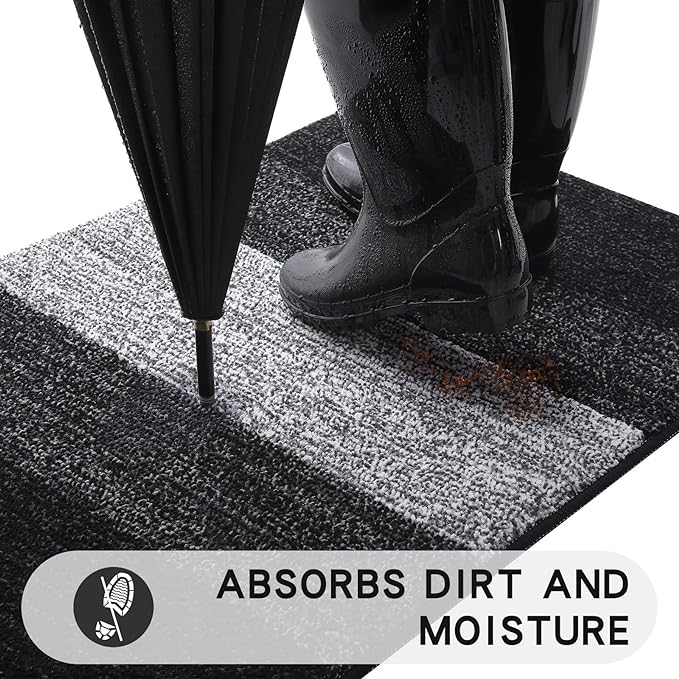 Kitinjoy Indoor Outdoor Door Mat, 59x24 Non-Slip Absorbent Dirt Trapper - Image 2