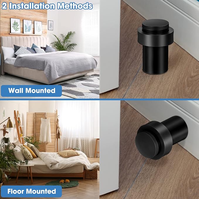 Chumia 10 Pcs Door Stopper Mounted Floor Stops Stainless Steel Cylindrical - Image 6