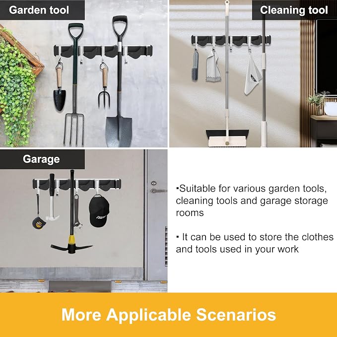 2-Pack Metal Mop Broom Holder Wall Mount - Image 5