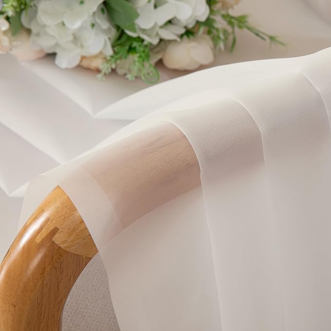 Chyhomenyc Ivory Sheer Curtains 30 inch Length 2 Panels, Light Filtering Voile - Image 4