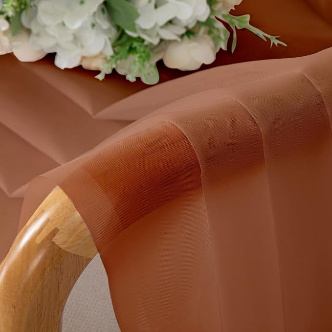 Chyhomenyc Orange Sheer Curtains 45 Inch Long 2 Panels, Light Filtering Rod by Chyhomenyc