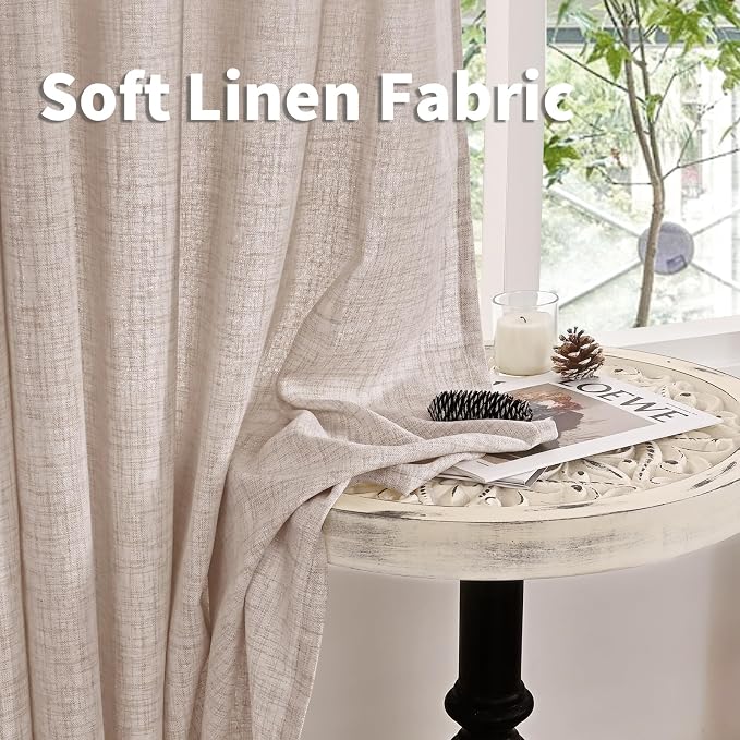 YoungsTex Pinch Pleated Linen Curtains 102 Inch Length 2 Panels Light Filtering - Image 9
