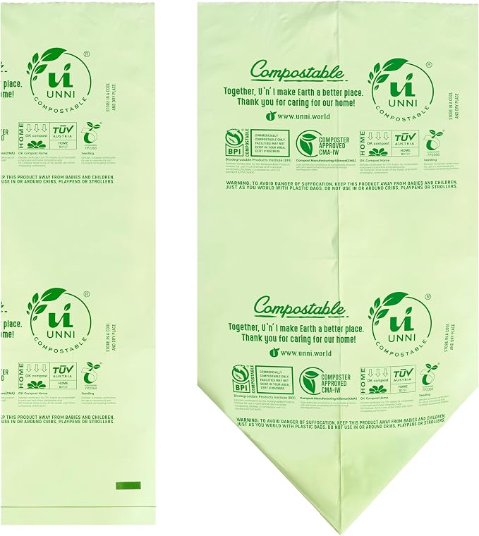 UNNI Compostable Trash Bags, 3 Gallon / 11.35 Liter, Extra Thick 0.71 Mil - Image 3