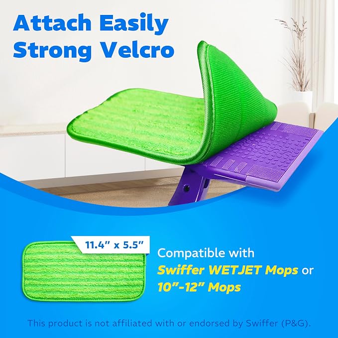 4 Pack Reusable Microfiber Mop Pads, Compatible - Image 2