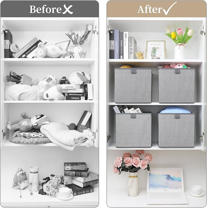 Storage Baskets, 11.8-Inch Woven Fabric Bins, Storage Cubes - Image 8