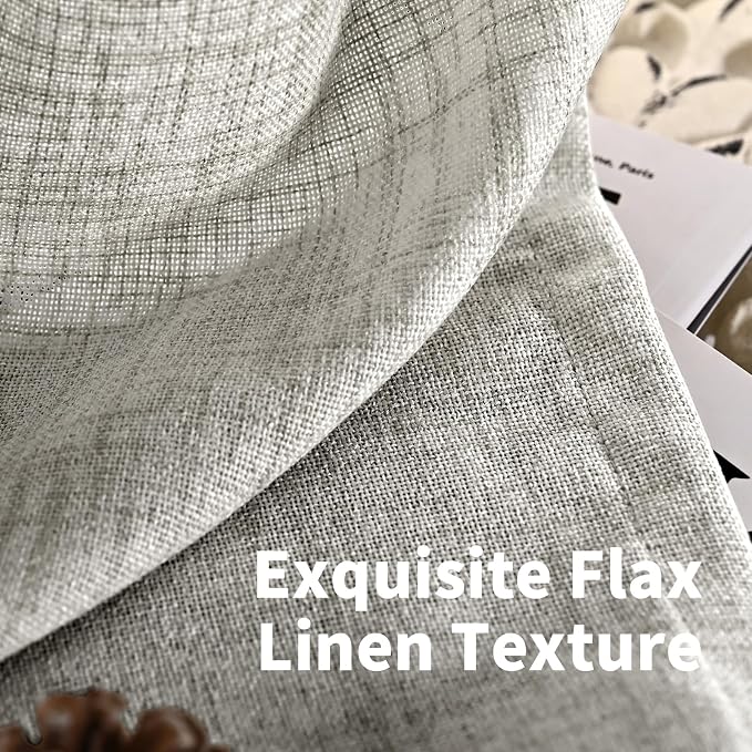YoungsTex Dark Grey Linen Semi Sheer Curtains 36 Inch Length - Image 6