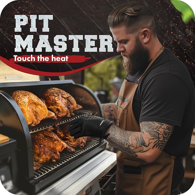 KITCHEN PERFECTION S Silicone Smoker Oven Gloves -Extreme Heat Resistant BBQ - Image 3