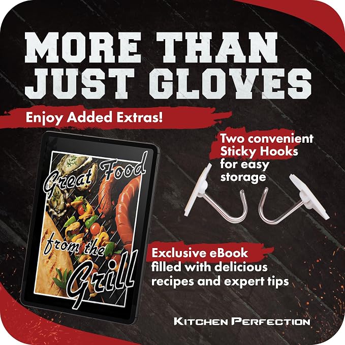 KITCHEN PERFECTION Silicone Smoker Oven Gloves -Extreme Heat Resistant BBQ - Image 4