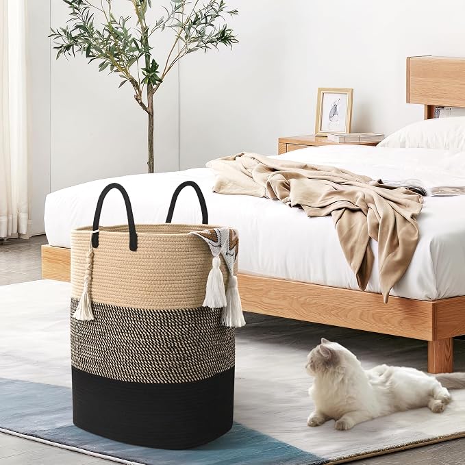 Woven Laundry Basket for Clothes, 65L Large Rectangle Laundry Hampers - Image 4