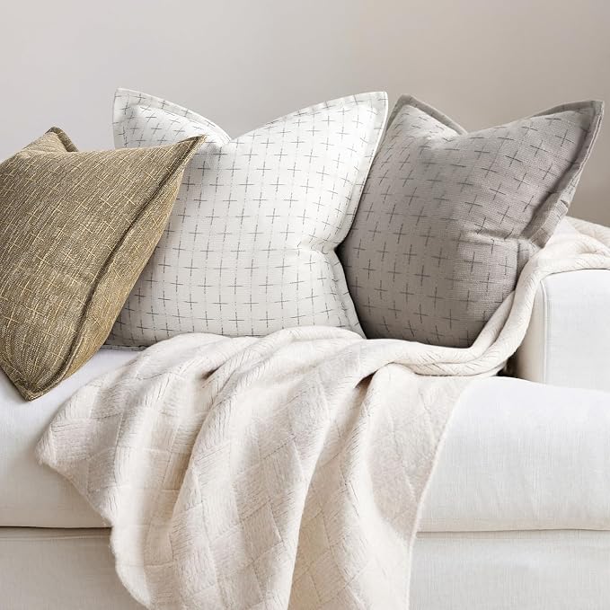 Pillow Covers 26x26 Set of 2 Soft Polyester Textured Pillow Covers - Image 5