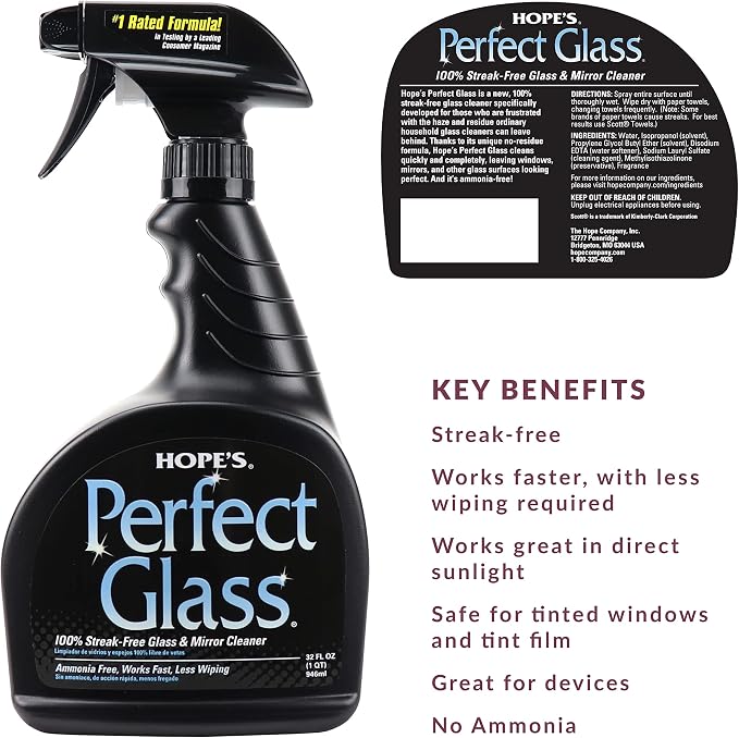 HOPE'S Perfect Glass Cleaner, Streak-Free, Ammonia-Free Window, and Shower Door - Image 2
