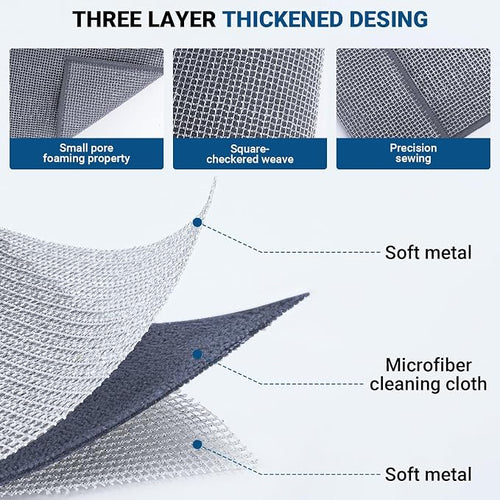 10 Pcs New Upgrade 3-Layer Non Scratch Wire Dishcloth, Wire Dishwashing Rag - Image 2