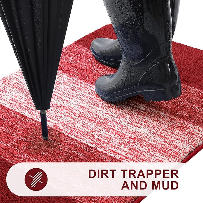 Kitinjoy Indoor Outdoor Door Mat, 30x17 Non-Slip Absorbent Dirt Trapper - Image 2
