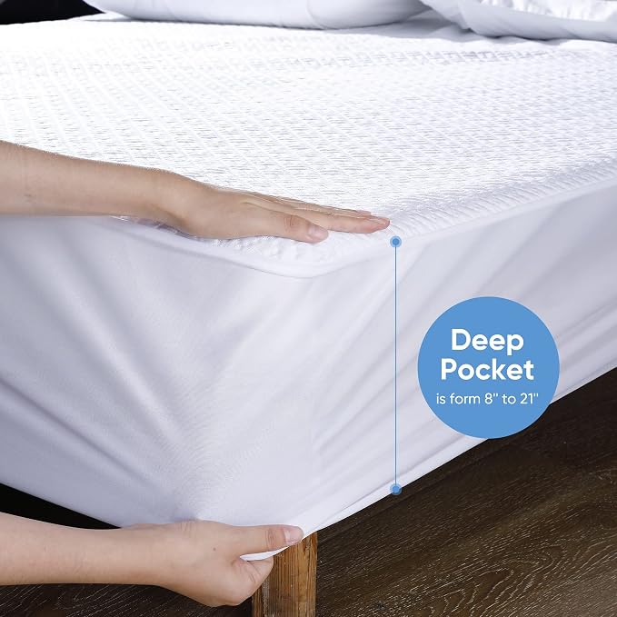 Hanherry 100% Waterproof Mattress Protector King Size, Mattress Cover 3D Air - Image 4