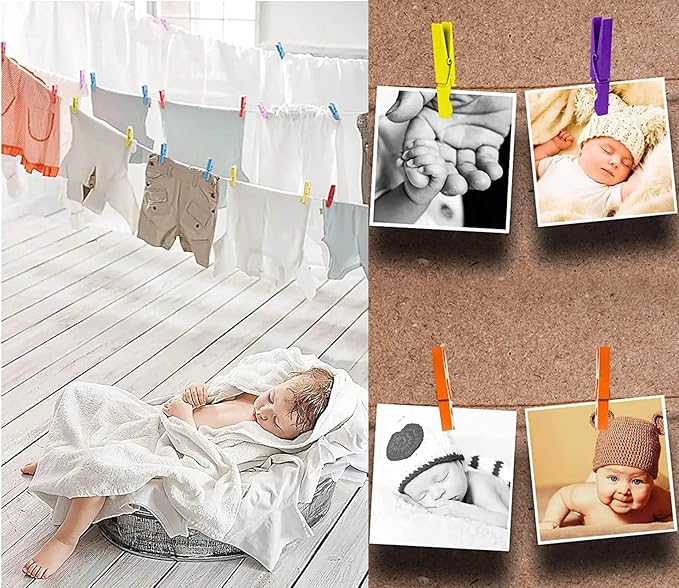 1.9 Inch Blue Clothespins Wall Decor Hang Pictures Artwork Kitchen Clips - Image 3