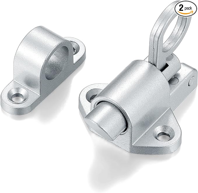 2 Packs Self-Closing Latches，Silver Gray Spring Door Lock，Resilient Bolt Latch by INIRET