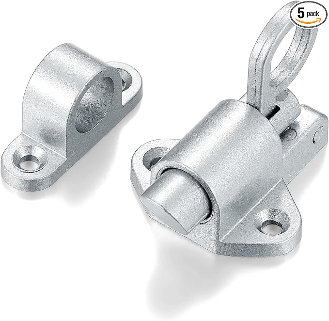 5 Packs Self-Closing Latches，Silver Gray Spring Door Lock，Resilient Bolt Latch by INIRET