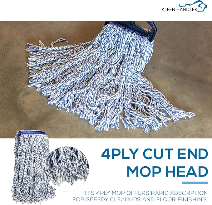 KLEEN Handler Cut End Finish Mop | 1.25" Universal Headband Maximum Absorption - Image 4