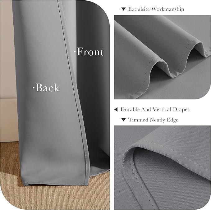 PONY DANCE Sliver Grey Short Blackout Curtains - Image 5