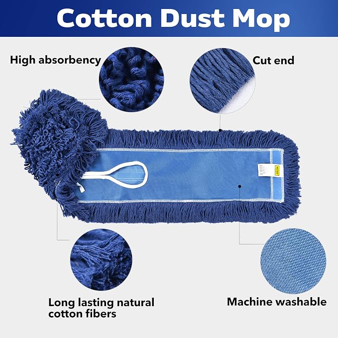 MATTHEW CLEANING 24'' Industrial Strength Cotton Dust Mop Refill Washable - Image 3