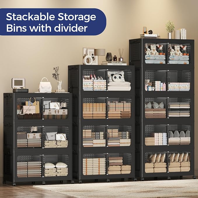 200GAL Storage Bins with Lid and Wheels, Stackable Closet Organizers and - Image 7