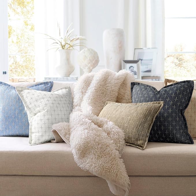 ZWJD Pillow Covers 18x18 Set of 2 Soft Polyester Textured Pillow Covers - Image 6