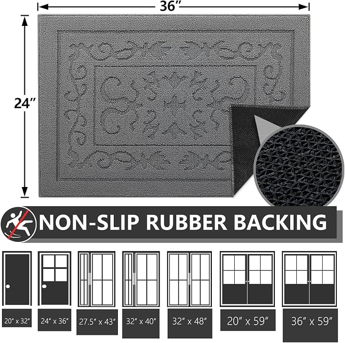 FONEYI Indoor Door Mat 24" x 36", Dirt Trapper Door Mats Non-Slip Entryway Rugs - Image 2