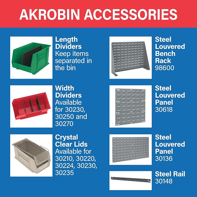 Akro-Mils 30270 AkroBins Plastic Storage Bins, Space-Saving Stackable Bins - Image 5