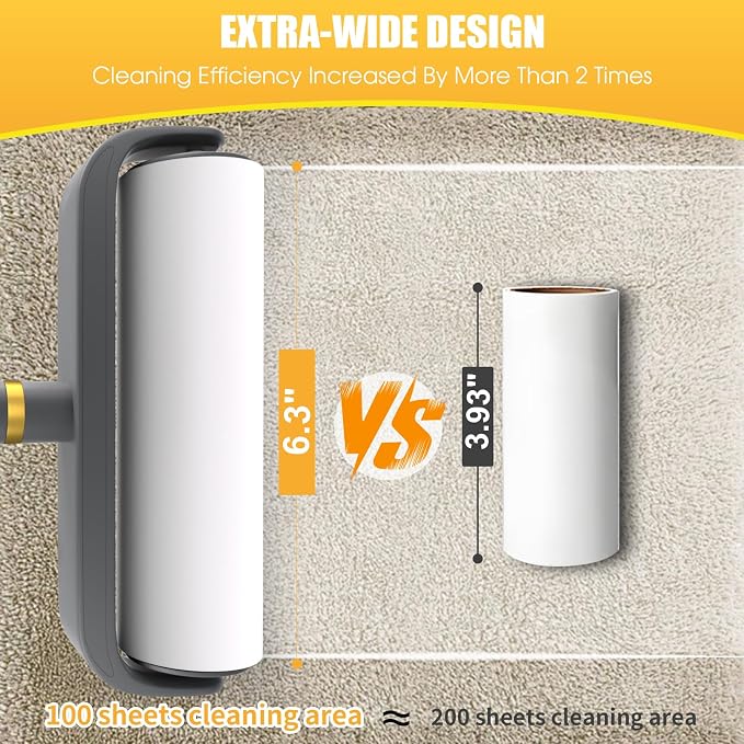 Large Surface Lint Roller for Pet Hair Extra Sticky, 500 Sheets Mega Value Set - Image 2