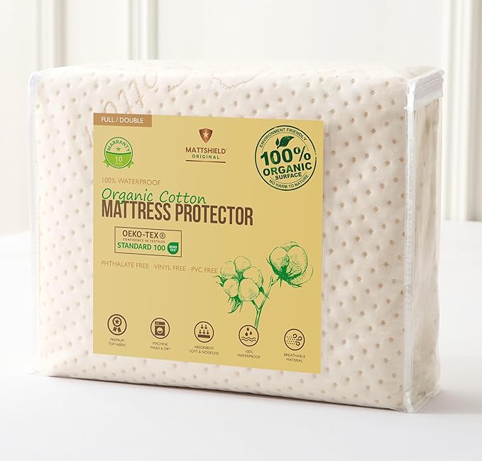 Luxury Waterproof Organic Mattress Protector Full by MATTSHIELDORIGINAL